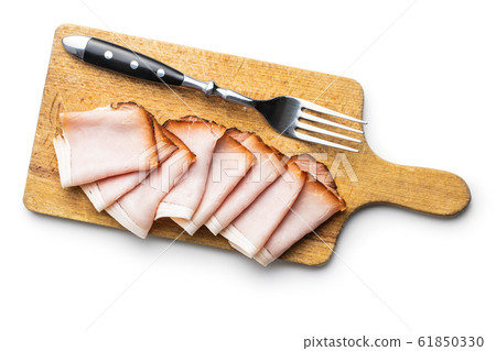 Sliced smoked ham. Tasty pork meat. 61850330
