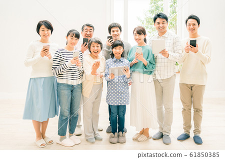 family 3 generation family mobile device smartphone tablet 61850385
