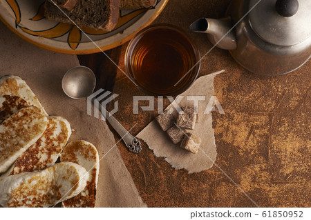 fried cheese and tea 61850952