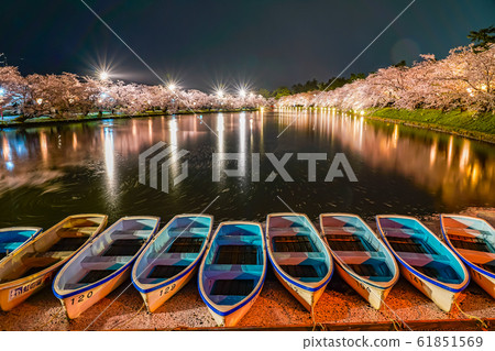 弘前公園西b春天櫻花夜點亮美麗美麗的季節形象旅行東北地區弘前市青森縣 61851569