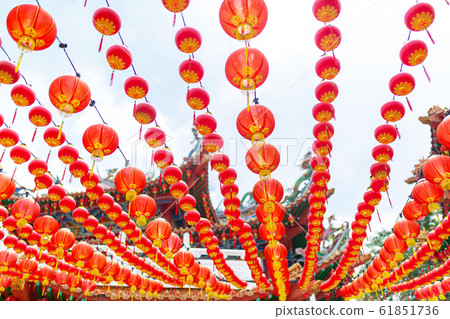 Festive New year decorations with Chinese red Festive New year decorations with Chinese red 61851736