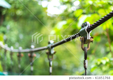 Beautiful green park with cable cars. Wildlife Beautiful green park with cable cars. Wildlife 61851768