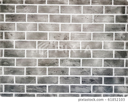 Watercolor painting Abstract background gray brick 61852103