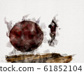 Watercolor painting football player kicking ball. 61852104