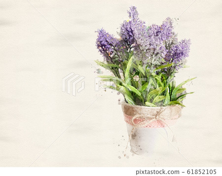 Watercolor painting Beautiful purple wildflowers 61852105