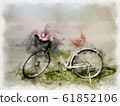 Watercolor painting Beautiful white bicycle  61852106