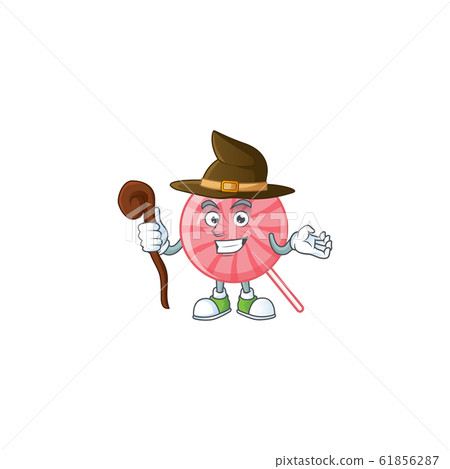 cartoon mascot style of pink round lollipop dressed as a witch cartoon mascot style of pink round lollipop dressed as a witch 61856287