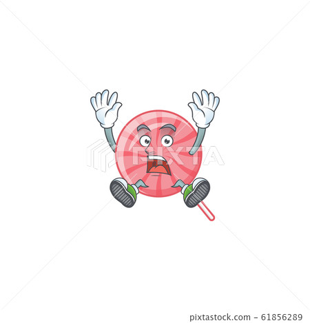 An icon character of pink round lollipop style with shocking gesture An icon character of pink round lollipop style with shocking gesture 61856289