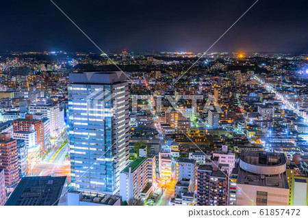 仙台市夜景aer觀察台 宮城縣 照片素材 圖片 圖庫