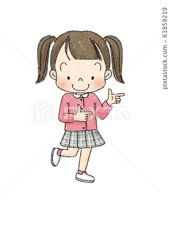 女孩全身前指指(黑線) 女孩全身前指指(黑線) 61859219
