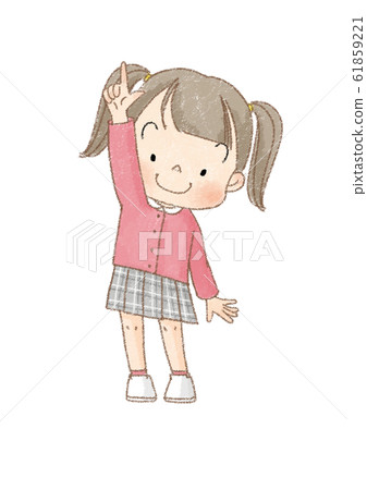 女孩全身前指指（棕線） 61859221
