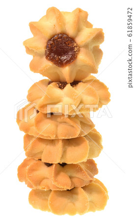 Homemade shortbread cookies with apple jam 61859472