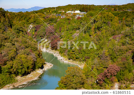 Autumn leaves of Tenryu Gorge seen from Tenryu Gorge Bridge 61860531