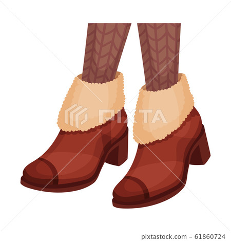Low Shoes or Boots with Thick Sole and Heels for Autumn or Spring Season Vector Illustration Low Shoes or Boots with Thick Sole and Heels for Autumn or Spring Season Vector Illustration 61860724
