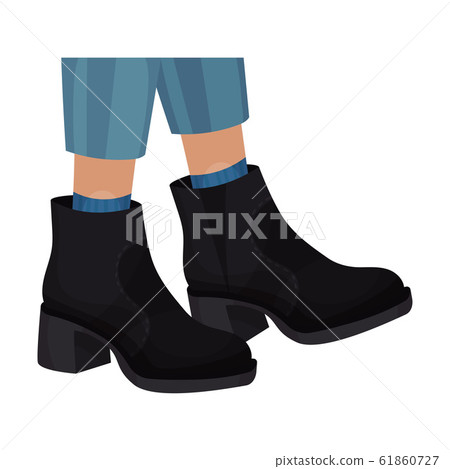 Low Shoes or Boots with Thick Sole and Heels for Autumn or Spring Season Vector Illustration Low Shoes or Boots with Thick Sole and Heels for Autumn or Spring Season Vector Illustration 61860727