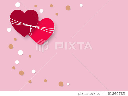 Two red hearts tied up with rope on pink... - Stock Illustration ...