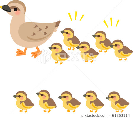 可愛的鴨子父母和孩子 可愛的鴨子父母和孩子 61863114