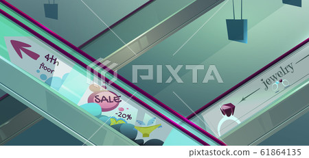 Vector escalators in mall with advertising Vector escalators in mall with advertising 61864135