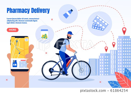 Pharmacy Courier Delivery Service Vector Webpage 61864254