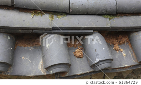 Tiled wall with ocher soil Tiled wall with ocher soil 61864729
