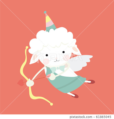 Sheep cupid character. Valentine's Day concept.. 61865045