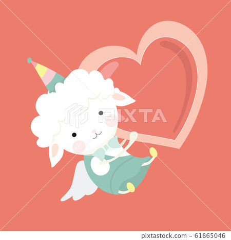 Sheep cupid character. Valentine's Day concept.. Sheep cupid character. Valentine's Day concept.. 61865046