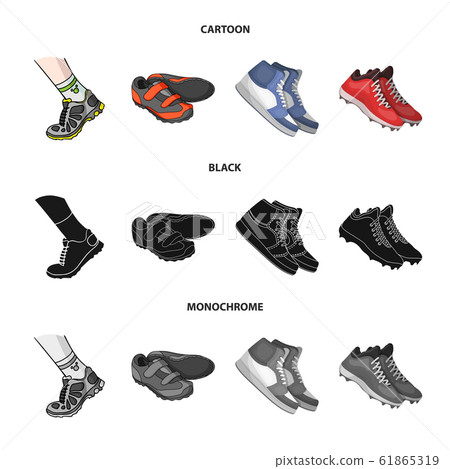 Vector design of shoe and sport logo. Set of shoe and fitness stock symbol for web. Vector design of shoe and sport logo. Set of shoe and fitness stock symbol for web. 61865319