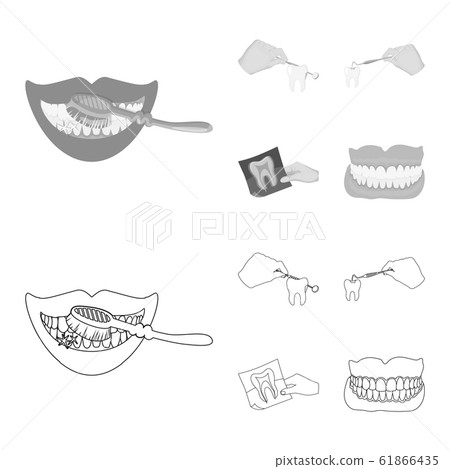 Vector design of tooth and happy symbol. Collection of tooth and whitening stock symbol for web. 61866435