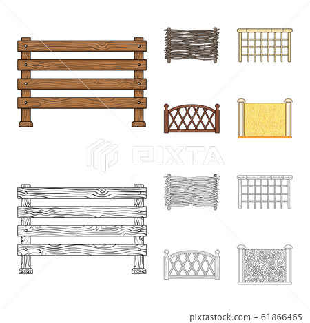 Vector illustration of gate and fence icon. Set of gate and wall vector icon for stock. 61866465