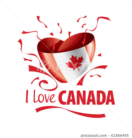 National flag of the Canada in the shape of a heart and the inscription I love Canada. Vector illustration National flag of the Canada in the shape of a heart and the inscription I love Canada. Vector illustration 61866495