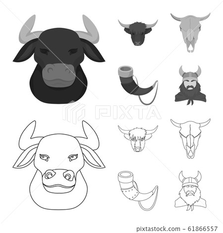 Vector illustration of antler and animal symbol. Collection of antler and death stock symbol for web. 61866557