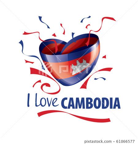 National flag of the Cambodia in the shape of a heart and the inscription I love Cambodia. Vector illustration National flag of the Cambodia in the shape of a heart and the inscription I love Cambodia. Vector illustration 61866577