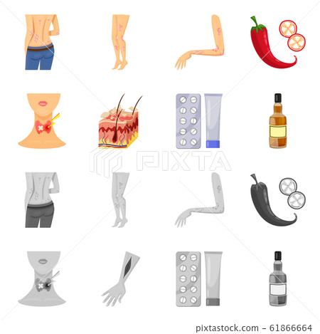 Vector design of medical and pain icon. Collection of medical and disease stock symbol for web. Vector design of medical and pain icon. Collection of medical and disease stock symbol for web. 61866664