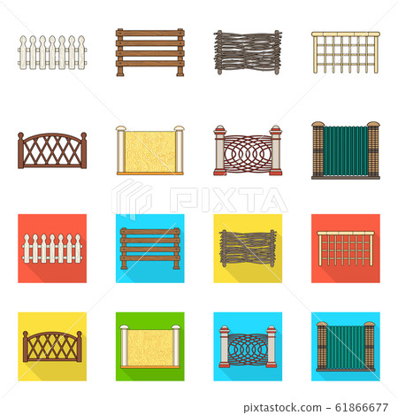 Vector design of gate and fence sign. Set of gate and wall vector icon for stock. Vector design of gate and fence sign. Set of gate and wall vector icon for stock. 61866677