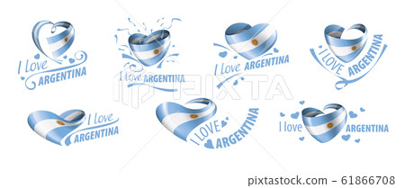 National flag of the Argentina in the shape of a heart and the inscription I love Argentina. Vector illustration National flag of the Argentina in the shape of a heart and the inscription I love Argentina. Vector illustration 61866708