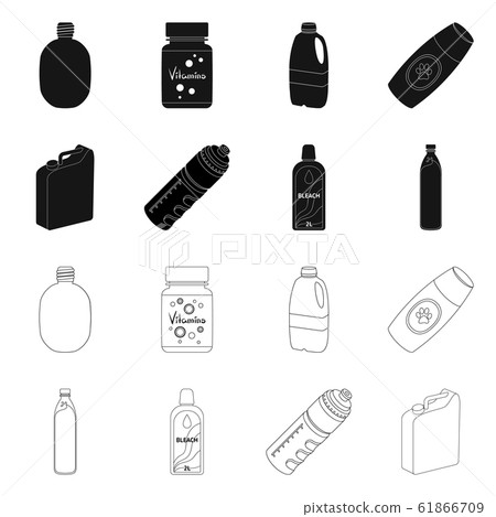 Isolated object of plastic and container symbol. Set of plastic and packaging stock symbol for web. Isolated object of plastic and container symbol. Set of plastic and packaging stock symbol for web. 61866709