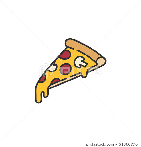 Pizza slice with melting cheese 61866770