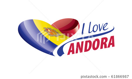 National flag of the Andora in the shape of a heart and the inscription I love Andora. Vector illustration National flag of the Andora in the shape of a heart and the inscription I love Andora. Vector illustration 61866987