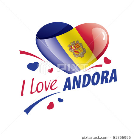 National flag of the Andora in the shape of a heart and the inscription I love Andora. Vector illustration National flag of the Andora in the shape of a heart and the inscription I love Andora. Vector illustration 61866996