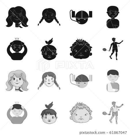 Vector illustration of girl and boy logo. Set of girl and school vector icon for stock. Vector illustration of girl and boy logo. Set of girl and school vector icon for stock. 61867047