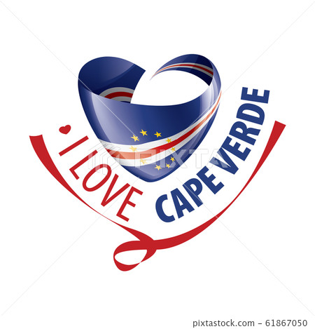National flag of the Cape Verde in the shape of a heart and the inscription I love Cape Verde. Vector illustration National flag of the Cape Verde in the shape of a heart and the inscription I love Cape Verde. Vector illustration 61867050