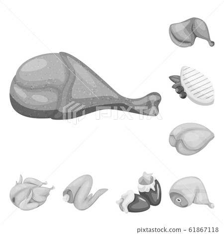 Vector illustration of cuisine and bird logo. Set of cuisine and poultry stock symbol for web. 61867118