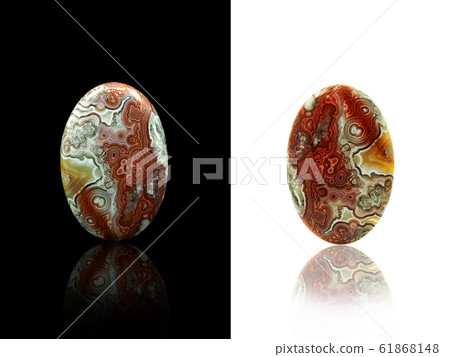 Crazy lace agate on a black and white backgrounds 61868148