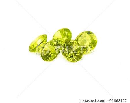 Light green gemstones on a white background 61868152