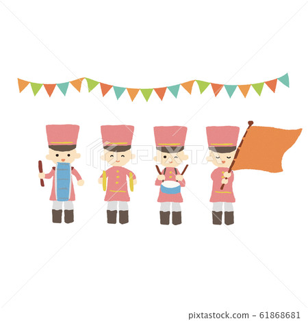 Parade marching drum and flute squad illustration 61868681