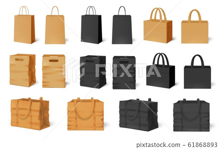 Download Shopping Bag Mockup Craft Paper Bags Black Stock Illustration 61868893 Pixta PSD Mockup Templates