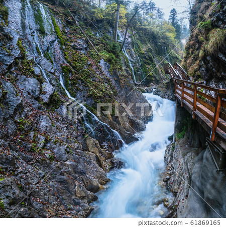 Mountain alpine autumn Wimbachklamm gorge and 61869165