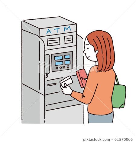 A woman using an ATM Illustration Cash card Credit card 61870066