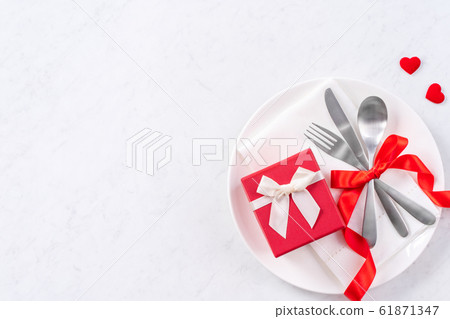 情人節 餐廳 盤子 頂視圖 大餐 Valentine's Day Plate バレンタイン 61871347