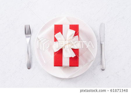 Valentine's Day Plate Top View Dinner Valentine's Day Plate Top View Dinner 61871348